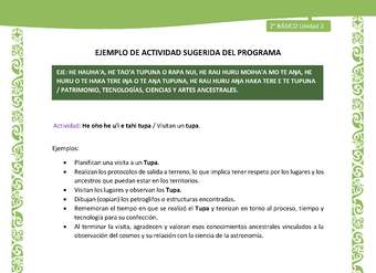 Actividad sugerida LC02 - Rapa Nui - U2 - N°34: Visitan un tupa. Actividad sugerida LC02 - Rapa Nui - U2 - N°34: Visitan un tupa.