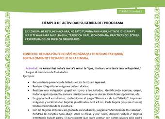 Actividad sugerida LC02 - Rapa Nui - U2 - N°16: Juegan al memorice de los tallados. Actividad sugerida LC02 - Rapa Nui - U2 - N°16: Juegan al memorice de los tallados.