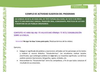 Actividad sugerida LC02 - Rapa Nui - U2 - N°03: Realizan láminas de los relatos. Actividad sugerida LC02 - Rapa Nui - U2 - N°03: Realizan láminas de los relatos.