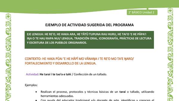 Actividad sugerida LC02 - Rapa Nui - U2 - N°18: Confección de un tallado. Actividad sugerida LC02 - Rapa Nui - U2 - N°18: Confección de un tallado.