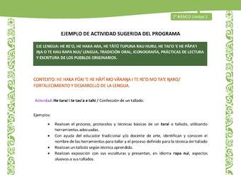 Actividad sugerida LC02 - Rapa Nui - U2 - N°18: Confección de un tallado. Actividad sugerida LC02 - Rapa Nui - U2 - N°18: Confección de un tallado.