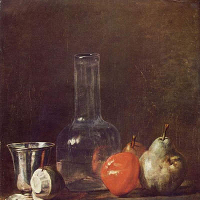 Naturaleza Muerta con Frasco de Vidrio y Fruta de Jean Baptiste Chardin Naturaleza Muerta con Frasco de Vidrio y Fruta de Jean Baptiste Chardin