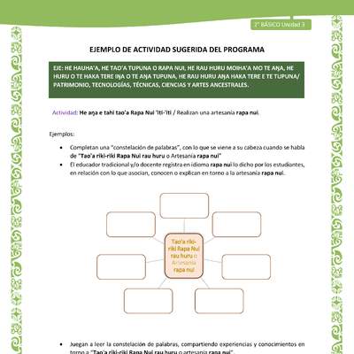 Actividad sugerida LC02 - Rapa Nui - U3 - N°16: Realizan una artesanía rapa nui. Actividad sugerida LC02 - Rapa Nui - U3 - N°16: Realizan una artesanía rapa nui.