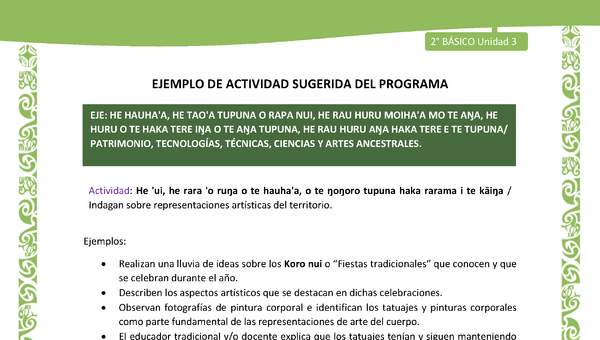 Actividad sugerida LC02 - Rapa Nui - U3 - N°14: Indagan sobre representaciones artísticas del territorio. Actividad sugerida LC02 - Rapa Nui - U3 - N°14: Indagan sobre representaciones artísticas del territorio.