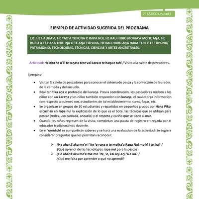 Actividad sugerida LC02 - Rapa Nui - U4 - N°19: Visita a la caleta de pescadores. Actividad sugerida LC02 - Rapa Nui - U4 - N°19: Visita a la caleta de pescadores.