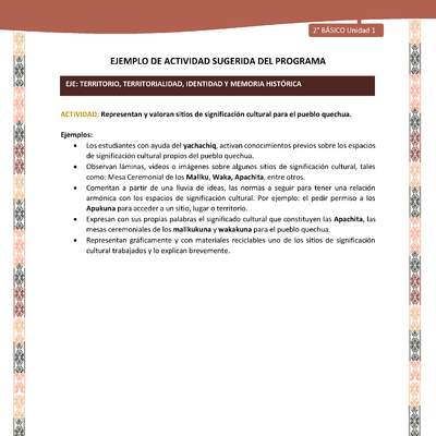Actividad sugerida LC02 - Quechua - U1 - N°10: Representan y valoran sitios de significación cultural para el pueblo quechua. Actividad sugerida LC02 - Quechua - U1 - N°10: Representan y valoran sitios de significación cultural para el pueblo quechua.