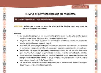 Actividad sugerida LC02 - Quechua - U1 - N°12: Reflexionan y conversan sobre la práctica de la siembra como una forma de relacionarse con la Pachamama. Actividad sugerida LC02 - Quechua - U1 - N°12: Reflexionan y conversan sobre la práctica de la siembra como una forma de relacionarse con la Pachamama.