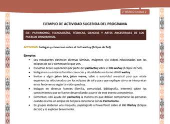 Actividad sugerida LC02 - Quechua - U2 - N°13: Indagan y conversan sobre el Inti wañuy (Eclipse de Sol). Actividad sugerida LC02 - Quechua - U2 - N°13: Indagan y conversan sobre el Inti wañuy (Eclipse de Sol).