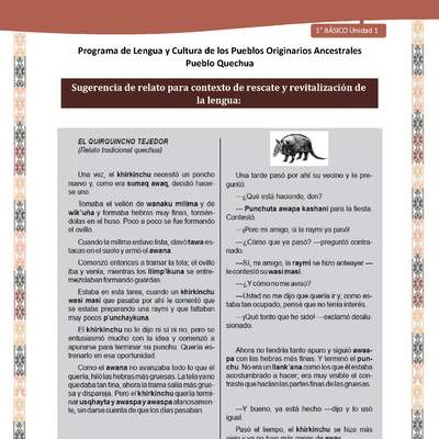 Orientaciones al docente - Relato EL QUIRQUINCHO TEJEDOR II