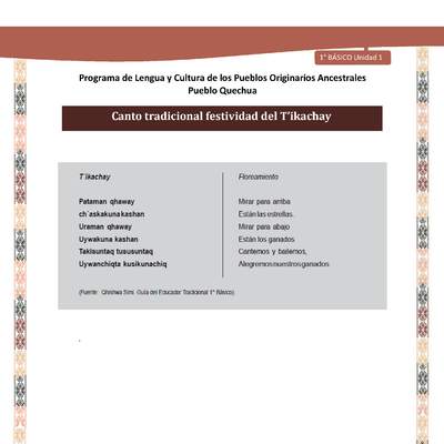 Orientaciones al docente - Canto tradicional