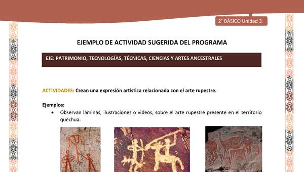 Actividad sugerida LC02 - Quechua - U3 - N°12: Crean una expresión artística relacionada con el arte rupestre. Actividad sugerida LC02 - Quechua - U3 - N°12: Crean una expresión artística relacionada con el arte rupestre.