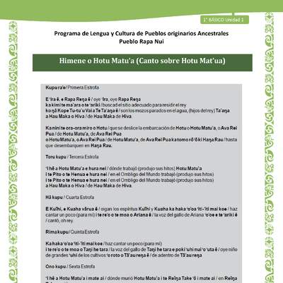 04-Orientaciones al docente - LC02 - Rapa nui - U1 - Himene o Hotu Matu’a (Canto sobre Hotu Mat’ua)