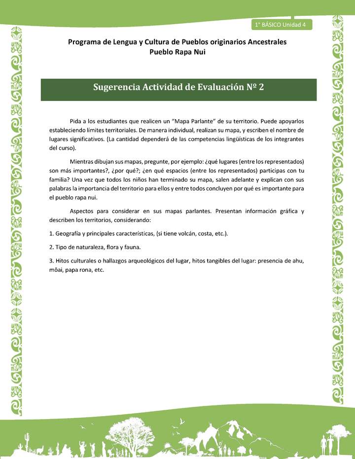09-Orientaciones al docente - LC02 - Rapa nui - U1 - Sugerencia Actividad de Evaluación Nº 2