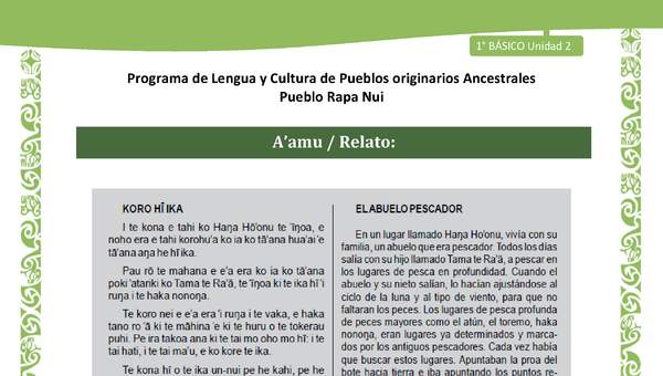 Orientaciones al docente - LC01-RAPANUI - U02 - Relato A’amu Orientaciones al docente - LC01-RAPANUI - U02 - Relato A’amu