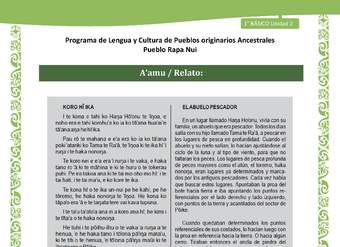 Orientaciones al docente - LC01-RAPANUI - U02 - Relato A’amu Orientaciones al docente - LC01-RAPANUI - U02 - Relato A’amu
