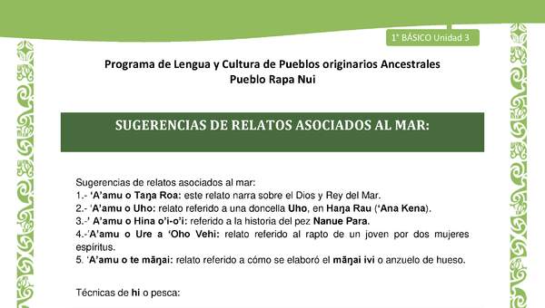 03-Orientaciones al docente - LC01-RAPANUI - U03 - Sugerencias de relatos asociados al Mar 03-Orientaciones al docente - LC01-RAPANUI - U03 - Sugerencias de relatos asociados al Mar
