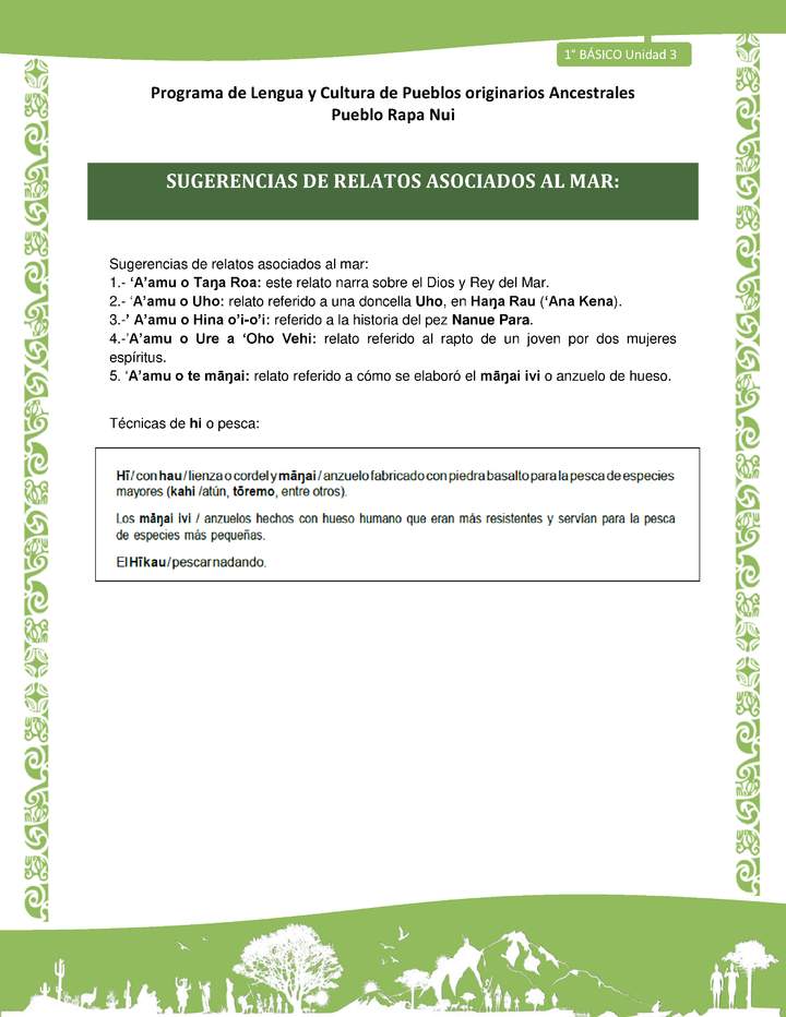 03-Orientaciones al docente - LC01-RAPANUI - U03 - Sugerencias de relatos asociados al Mar 03-Orientaciones al docente - LC01-RAPANUI - U03 - Sugerencias de relatos asociados al Mar