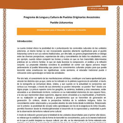 Orientaciones al docente - LC01 - Lickanantay - U4 - Introducción Orientaciones al docente - LC01 - Lickanantay - U4 - Introducción