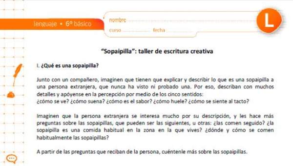 "Sopaipilla": taller de escritura creativa "Sopaipilla": taller de escritura creativa