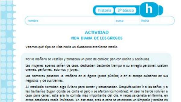 Vida diaria de los griegos Vida diaria de los griegos