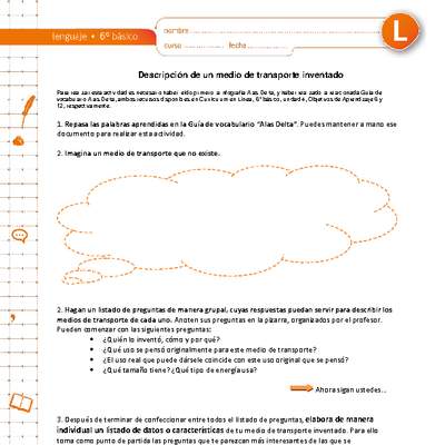 Descripción de un medio de transporte inventado Descripción de un medio de transporte inventado