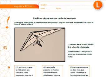 Escritura de un párrafo sobre un medio de transporte Escritura de un párrafo sobre un medio de transporte