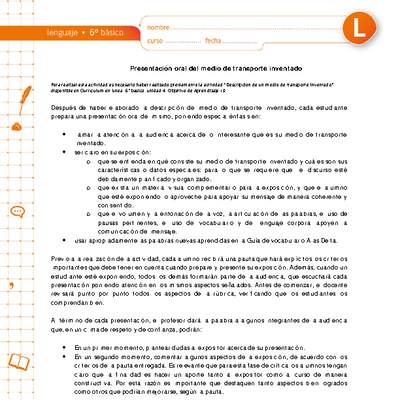 Presentación oral de un medio de transporte inventado Presentación oral de un medio de transporte inventado