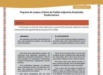 Relato El arte rupestre - Lengua y cultura de los pueblos Originarios Ancestrales 1º básico -  Aymara - Unidad 2 Relato El arte rupestre - Lengua y cultura de los pueblos Originarios Ancestrales 1º básico -  Aymara - Unidad 2