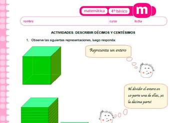 Describir décimos centésimos milésimos Describir décimos centésimos milésimos