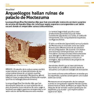 Arqueólogos hallan ruinas de palacio de Moctezuma Arqueólogos hallan ruinas de palacio de Moctezuma