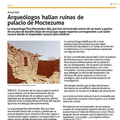 Arqueólogos hallan ruinas de palacio de Moctezuma Arqueólogos hallan ruinas de palacio de Moctezuma