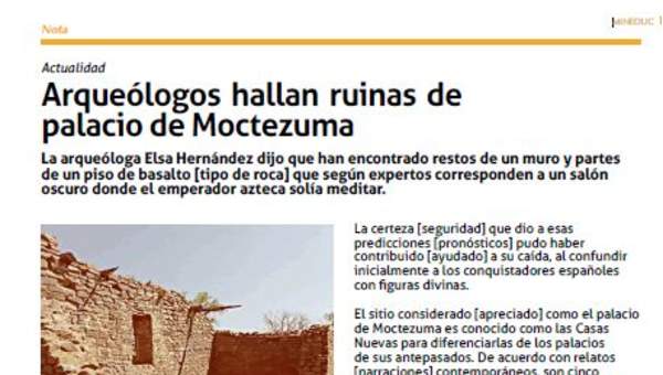 Arqueólogos hallan ruinas de palacio de Moctezuma Arqueólogos hallan ruinas de palacio de Moctezuma