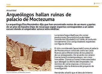 Arqueólogos hallan ruinas de palacio de Moctezuma Arqueólogos hallan ruinas de palacio de Moctezuma