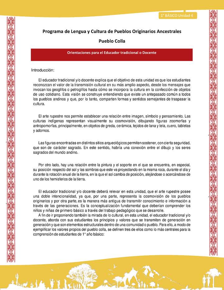 Orientaciones al docente - LC01 - Colla - U4 - Introducción Orientaciones al docente - LC01 - Colla - U4 - Introducción