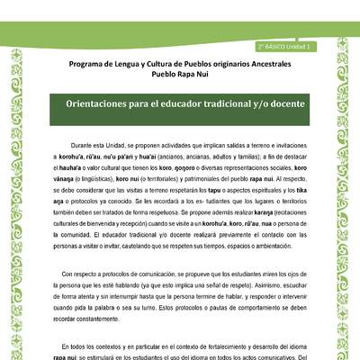 Orientaciones para el educador tradicional y/o docente Orientaciones para el educador tradicional y/o docente