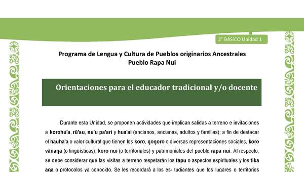 Orientaciones para el educador tradicional y/o docente Orientaciones para el educador tradicional y/o docente