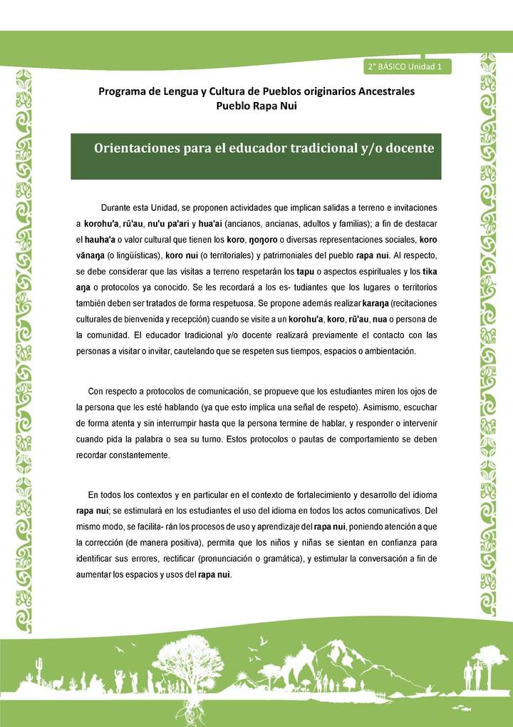 Orientaciones para el educador tradicional y/o docente Orientaciones para el educador tradicional y/o docente