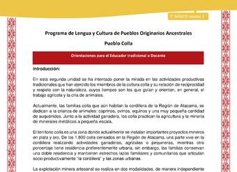 Orientaciones al docente - LC02 - Colla - U2 - Introducción Orientaciones al docente - LC02 - Colla - U2 - Introducción