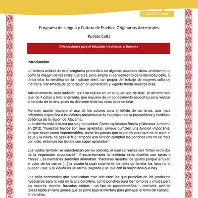 Orientaciones al docente - LC02 - Colla - U3 - Introducción Orientaciones al docente - LC02 - Colla - U3 - Introducción