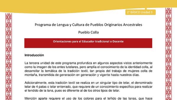 Orientaciones al docente - LC02 - Colla - U3 - Introducción Orientaciones al docente - LC02 - Colla - U3 - Introducción