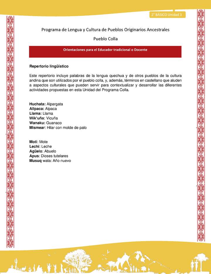 Orientaciones al docente - LC02 - Colla - U3 - Repertorio lingüístico Orientaciones al docente - LC02 - Colla - U3 - Repertorio lingüístico