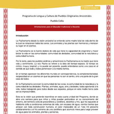 Orientaciones al docente - LC02 - Colla - U4 - Introducción Orientaciones al docente - LC02 - Colla - U4 - Introducción