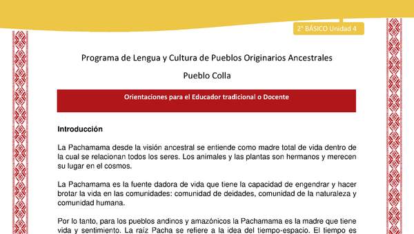 Orientaciones al docente - LC02 - Colla - U4 - Introducción Orientaciones al docente - LC02 - Colla - U4 - Introducción