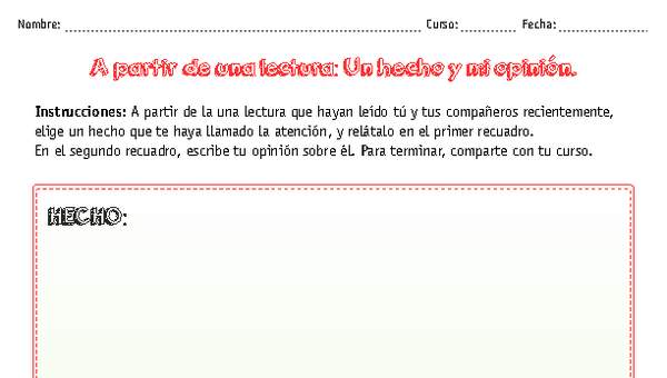 A partir de una lectura: un hecho y mi opinión