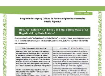 Relato N°3: La llegada del rey Hotu Matu'a Relato N°3: La llegada del rey Hotu Matu'a
