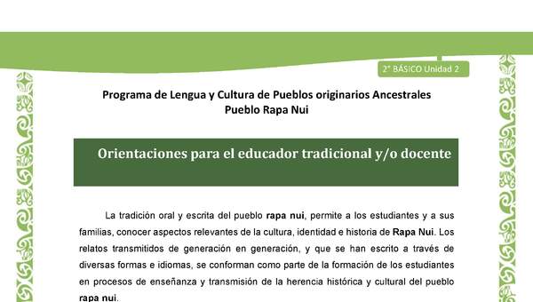 Orientaciones para el educador tradicional y/o docente Orientaciones para el educador tradicional y/o docente