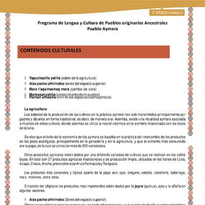 Orientaciones al docente - LC02 - Aymara - U01 - Contenidos culturales Orientaciones al docente - LC02 - Aymara - U01 - Contenidos culturales