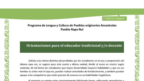 Orientaciones para el educador tradicional y/o docente Orientaciones para el educador tradicional y/o docente