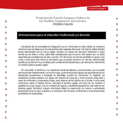 Orientaciones para el educador tradicional y/o docente Orientaciones para el educador tradicional y/o docente