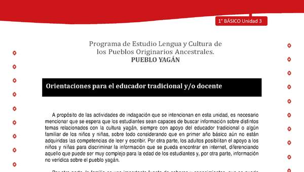 Orientaciones para el educador tradicional y/o docente Orientaciones para el educador tradicional y/o docente